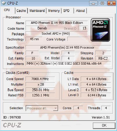 AMD Phenom II X4 955 Black Edition разогнали до 7 ГГц