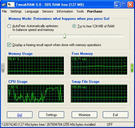 TweakRAM 6.2 Build 10.21 - оптимизация памяти