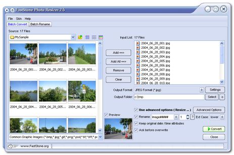 FastStone Photo Resizer v.2.5 - конвертер изображений