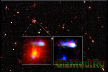 Космическая линза на расстоянии 9,6 миллиарда световых лет