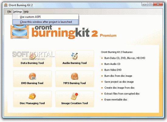 Oront Burning Kit Premium 2.6.2 - запись дисков