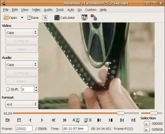 Avidemux v.2.5.0 r5104 - функциональный видео-редактор