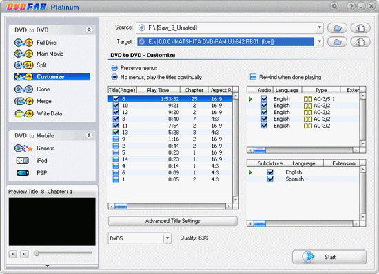 DVDFab 7.0.9.0 - обработка DVD материала