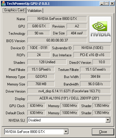 GPU-Z 0.1.2 - тестирование видеокарты
