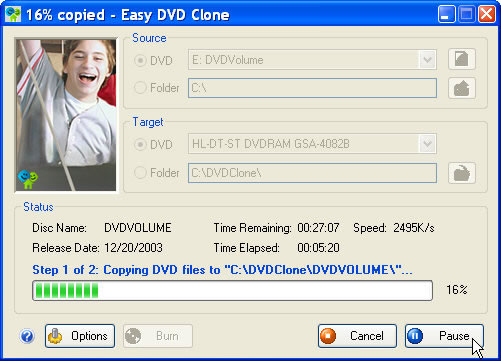 Easy DVD Clone 3.0.16 - копирование DVD в 1 клик