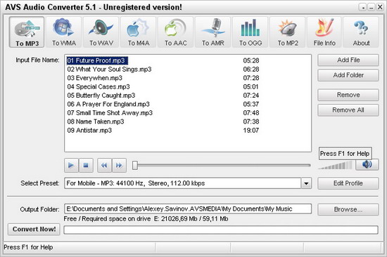 AVS Audio Converter 5.1.1.346 - конвертер аудио файлов