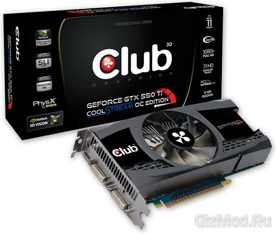 Видеокарта Club 3D GeForce GTX 550 Ti CoolStream