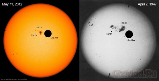 Солнечное пятно размером с Юпитер