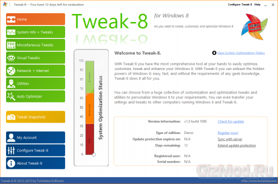Tweak-8 1.0.1040 - настройщик Windows 8