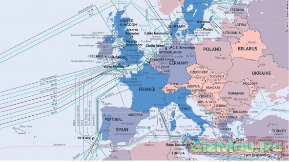 Трансатлантический кабель карта