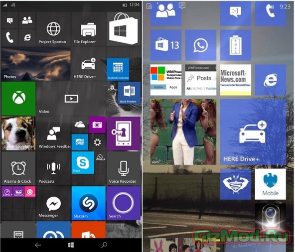 В Windows 10 для смартфонов изменят рабочий стол