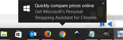 В Windows 10 появилась реклама расширения для Chrome.